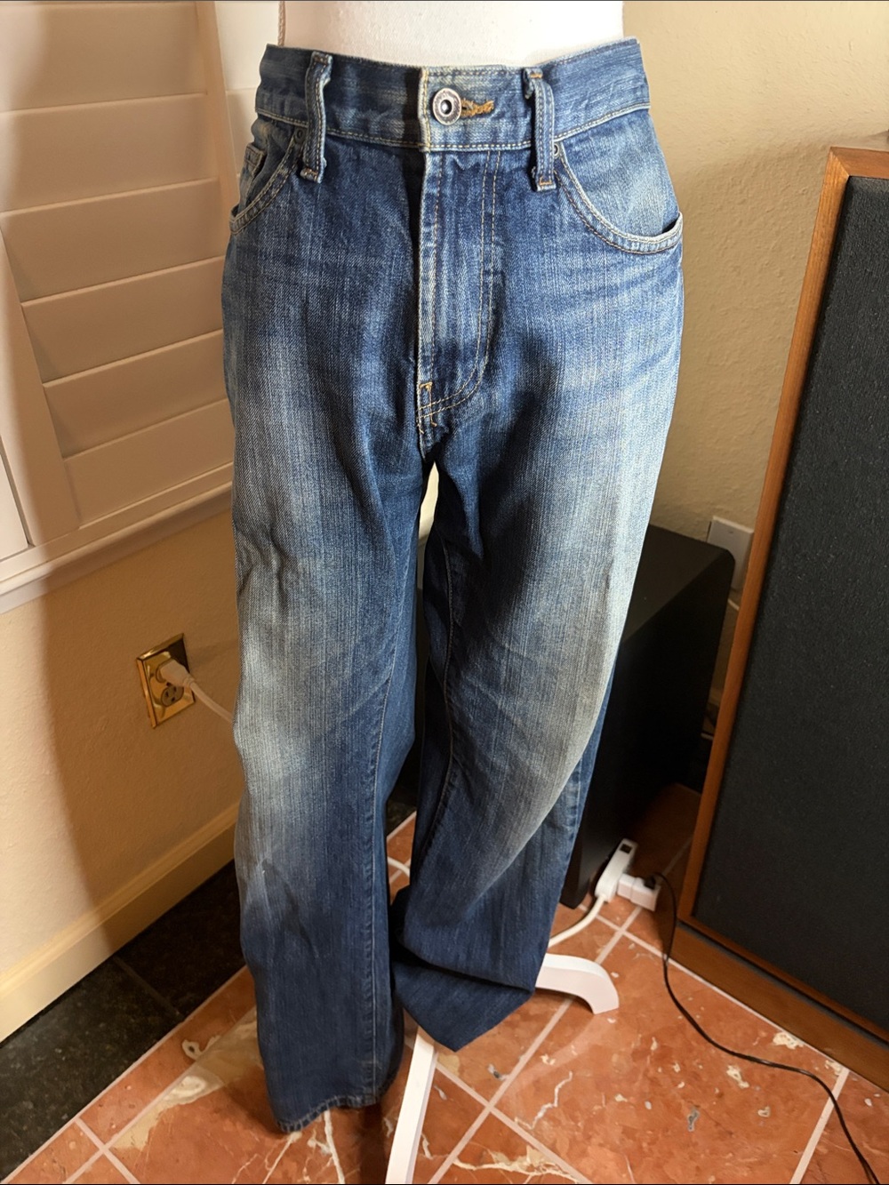🖤👖Men’s Nautica Jeans Co Soft Blue Denim Relaxed Fit Jeans Sz 33X32 Zip Front